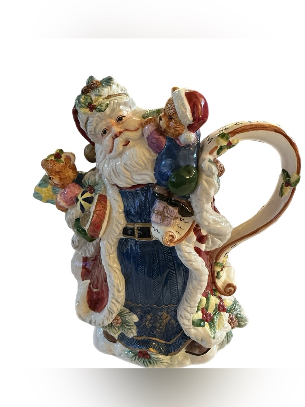 Santa Claus Ceramic Figural Christmas Teapot